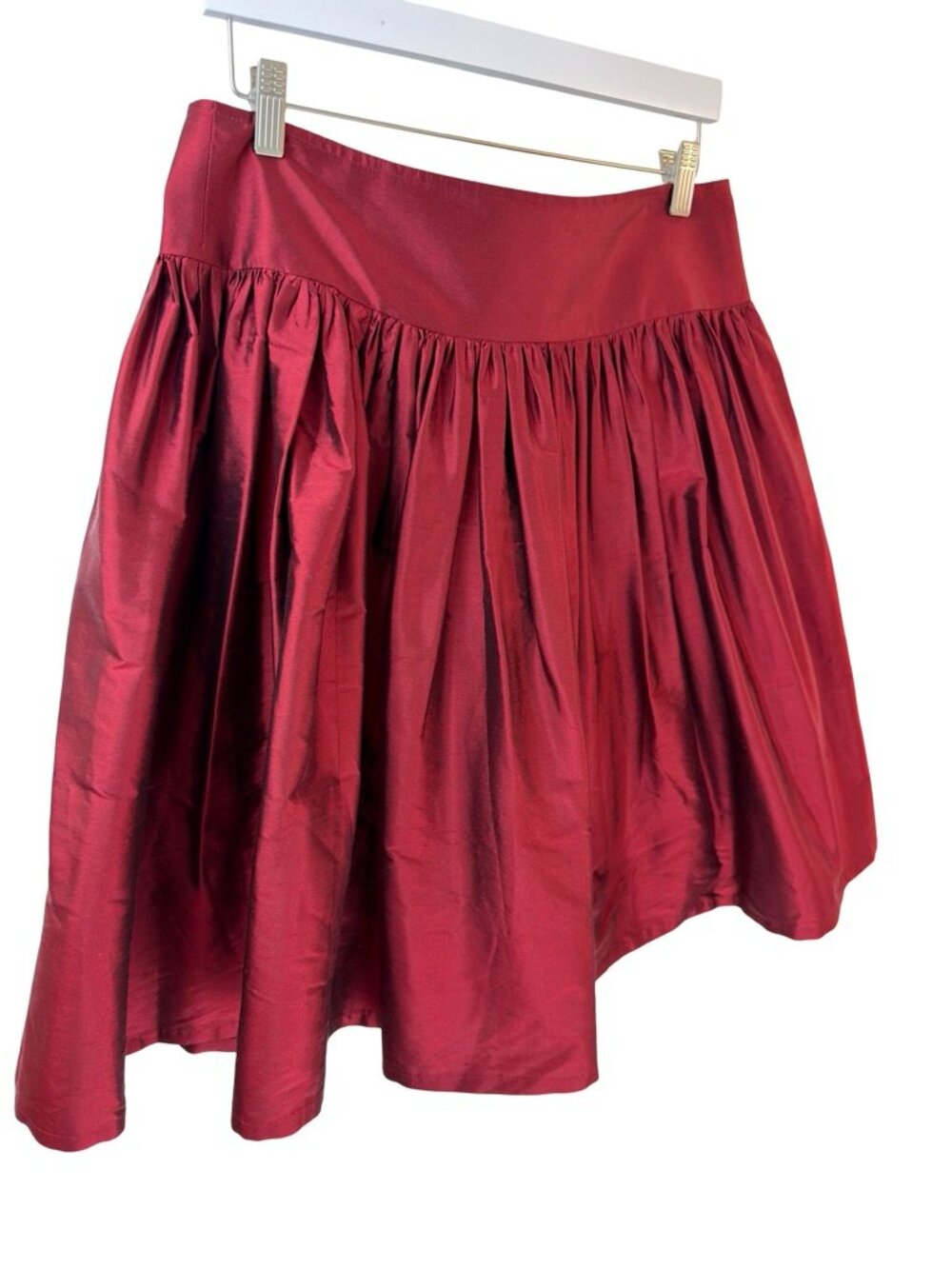 Lilybee Cranberry Taffeta Knee Length Gathered Skirt Size 12 - Picture 2 of 7